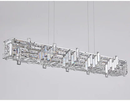 Modern crystal long strip chandelier Luxury Gold  Kitchen island Pendant lamp