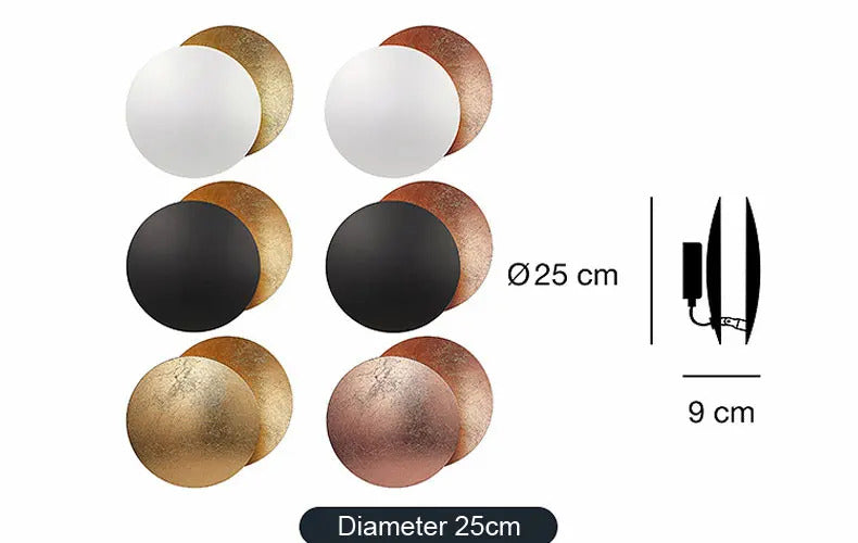 Modern Texture Designer round Wall Lamp Rotatable Black Gold round Sconce light