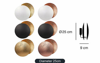 Modern Texture Designer round Wall Lamp Rotatable Black Gold round Sconce light