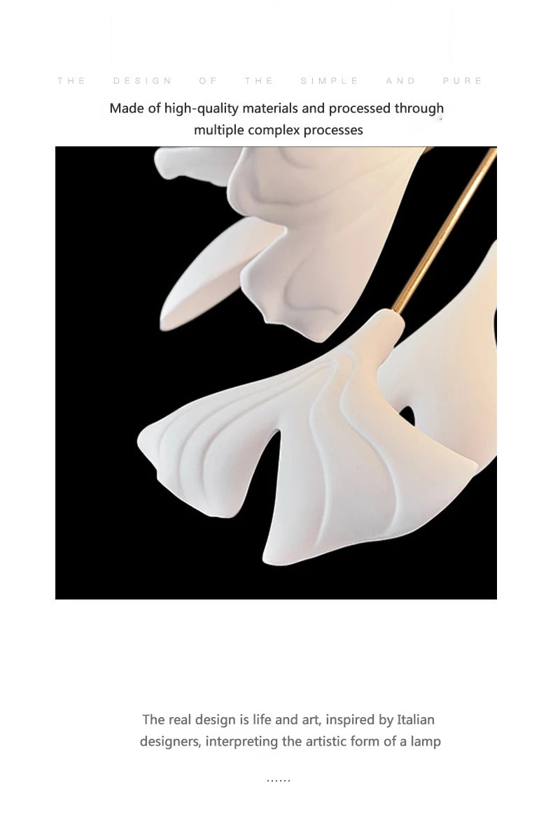 Luxury Ceramic Ginkgo Leaf Chandelier Gold Branches Chandelier