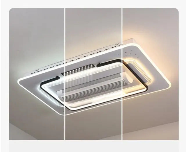 Invisible Bladeless Ceiling Fan LED Remote Control Living Room Dimmable Bladeless Fan Lamp