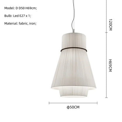 Wabi Sabi White Fabric Pendant Lamp Nordic Restaurant Decoration Cloth Chandelier