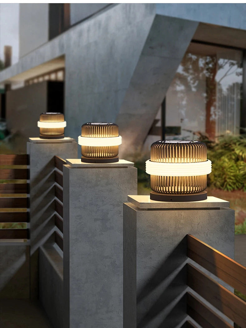 Outdoor wall column head lamps Waterproof solar floor lights  Pillar Wall lighting LED