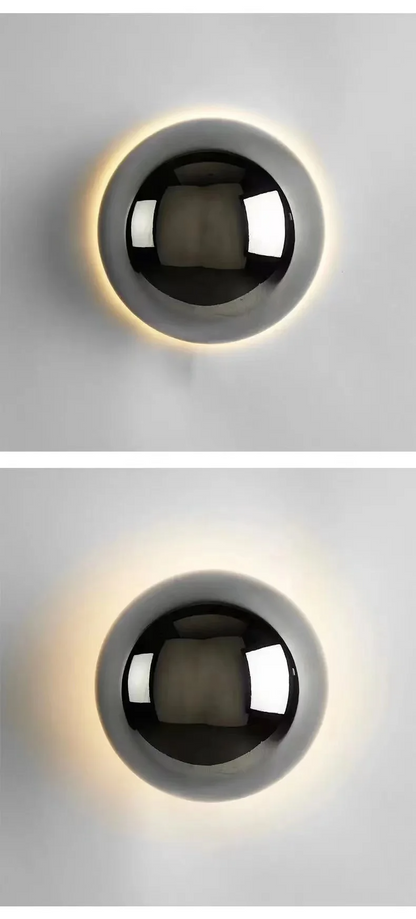 Minimalist Plated Silver Luxurious Wall Lamp Modern Simple Circular Lunar Eclipse sconce