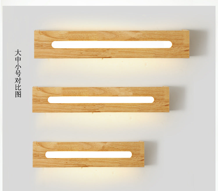 Modern Bathroom Mirror Wall Lamps Nordic Solid Wooden Linear LED Sconce light