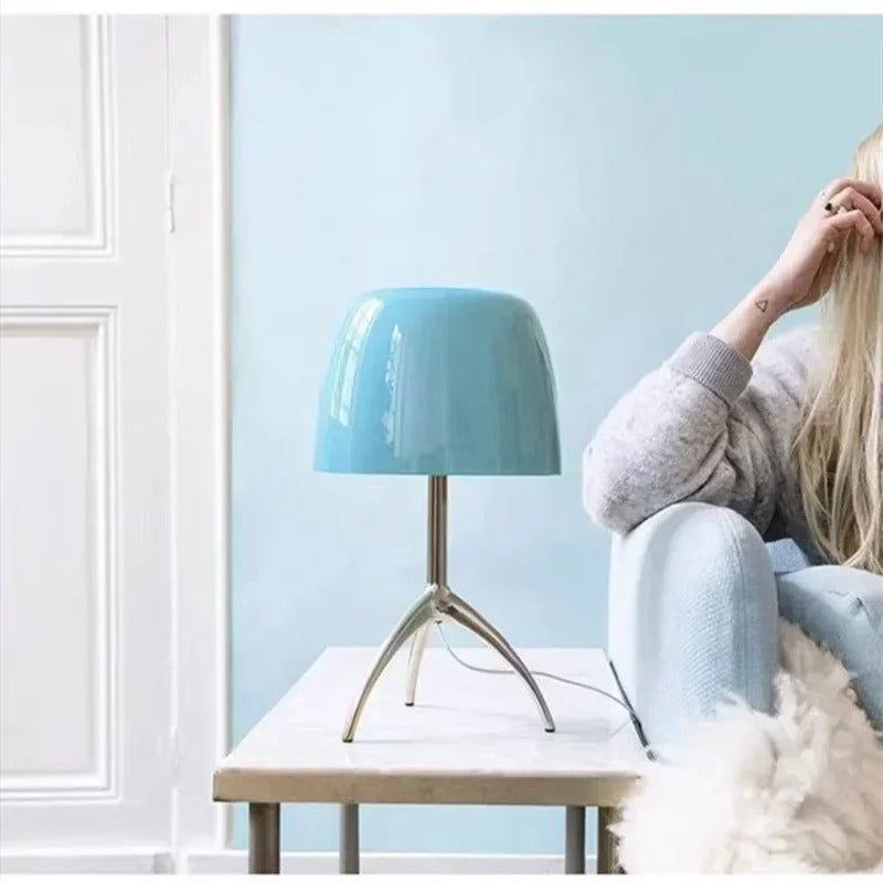 Nordic modern colorful glass lampshade three legged LED desk lamp suitable for study bedroom living room