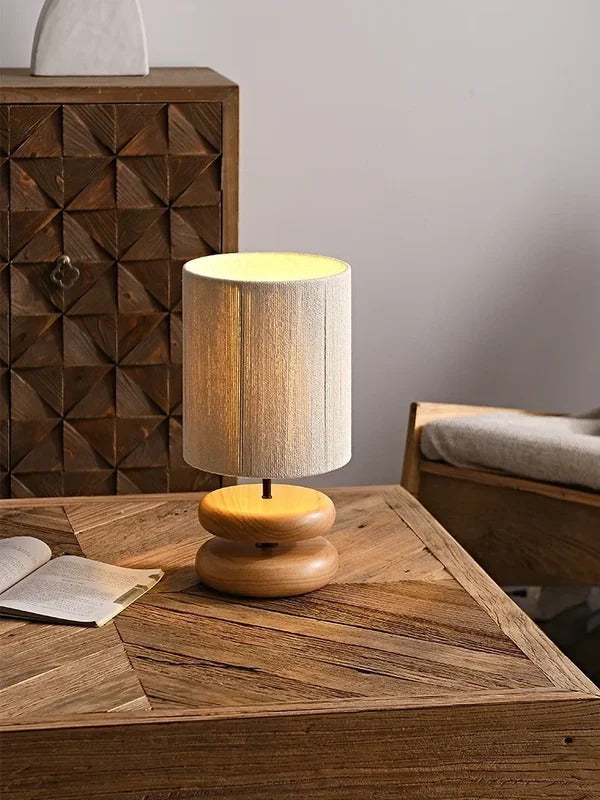 Japanese Bedside Walnut Solid Wood Table Lamp for Bedroom Designer Living Room Study Retro