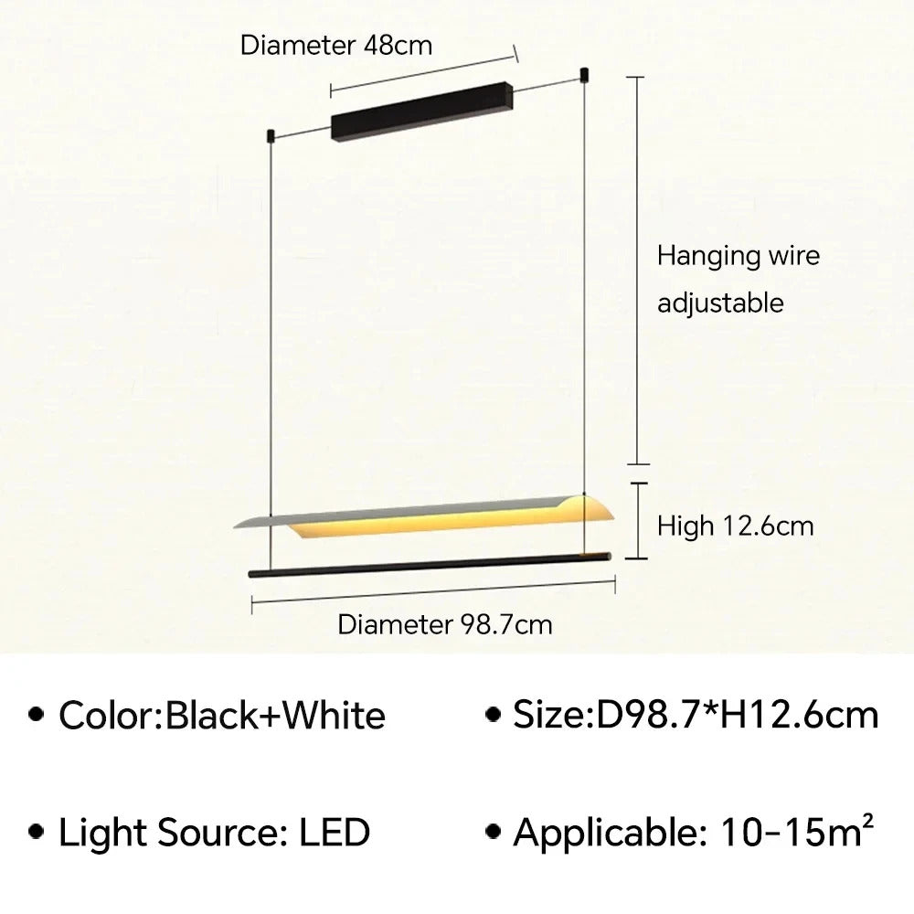 Nordic minimalist Linear Chandelier Modern black white industrial long Pendant Lamp