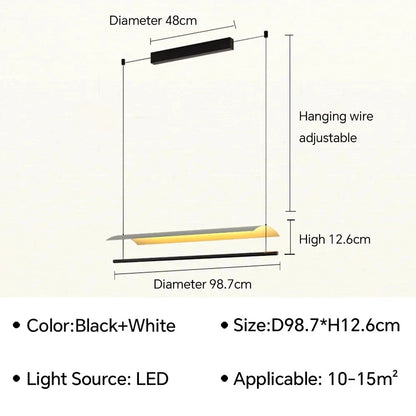 Nordic minimalist Linear Chandelier Modern black white industrial long Pendant Lamp