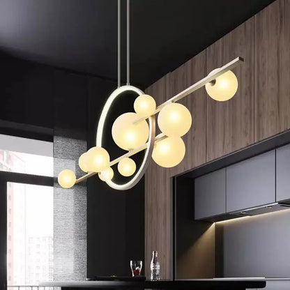 Nordic linear chandelier Kitchen Island light Restaurant ball glass lamp