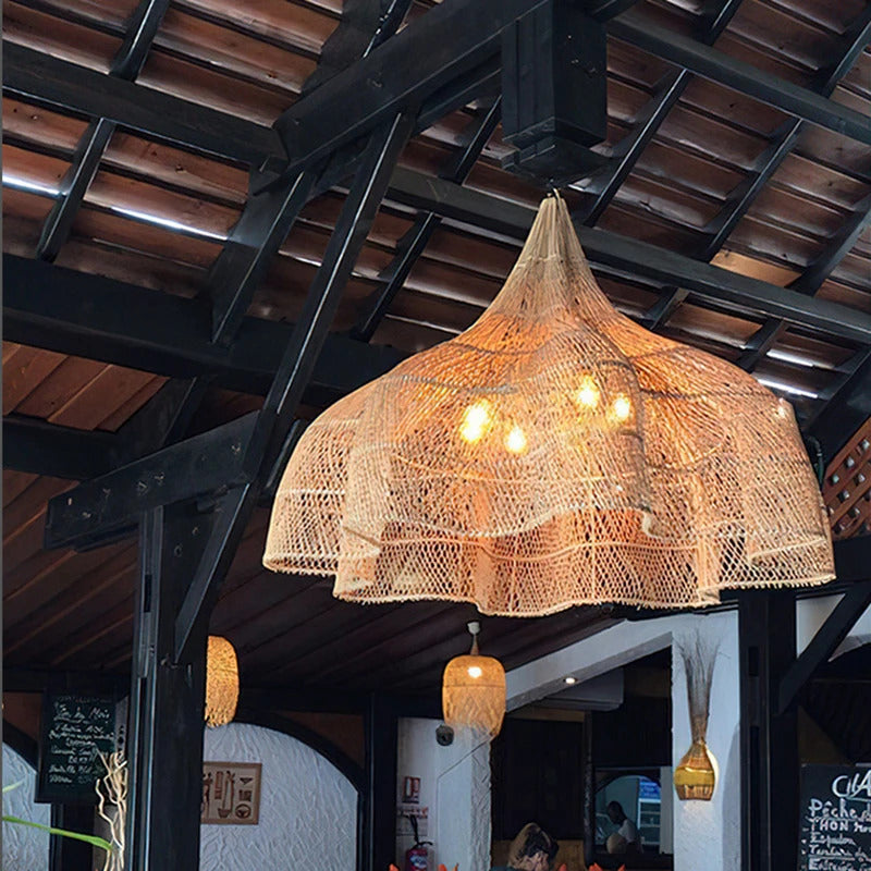 Wabi Sabi Rattan Pendant Lamp Modern Living Room Wicker Pendant Lamp