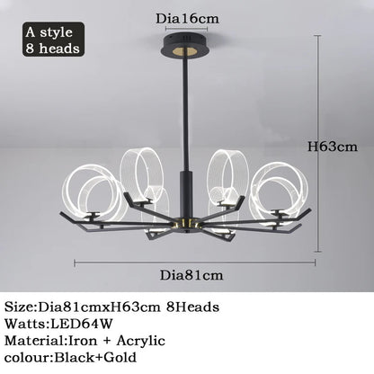 Acrylic LED Chandeliers modern retro lamp hanging