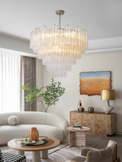 Pink Clear Glass Tube French Design Led Chandelier Lighting Hanging Lamp Lustre Suspension Luminaire Lamp For Dinning Room Decor