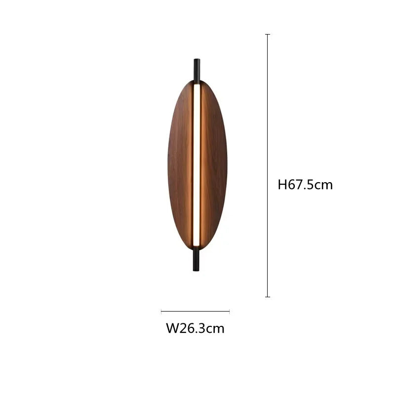 Thula leaf Wall Lamp Nordic Long minimalist wall light Japanese Wood Grain sconce