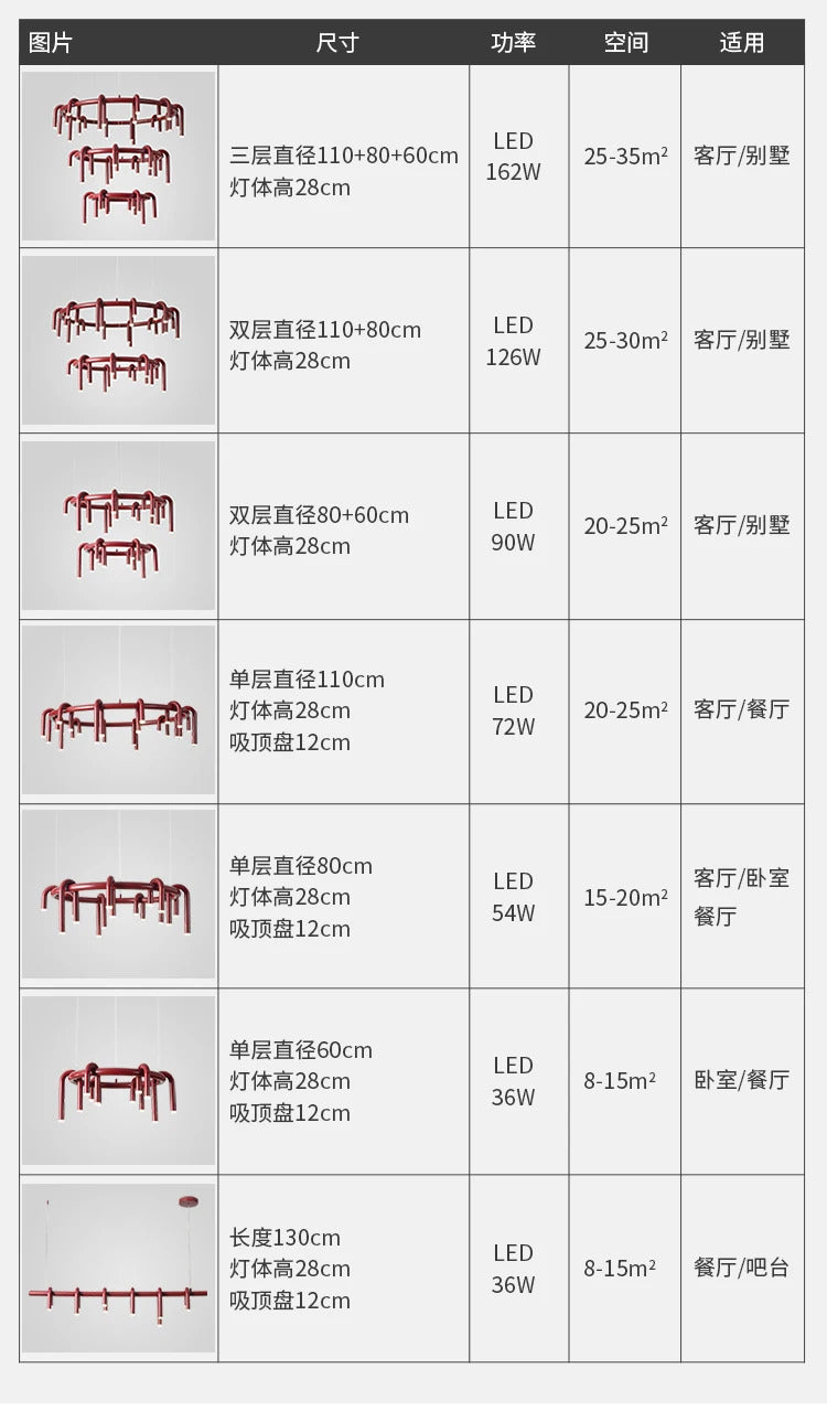 Nordic U-shaped Pendant lamp water pipe long strip Chandelier