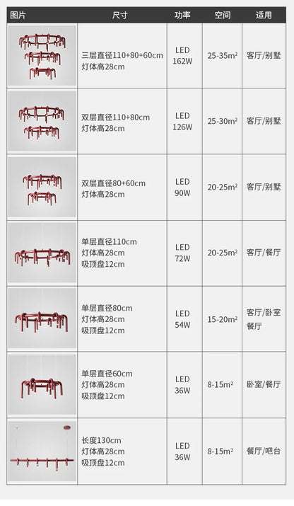 Nordic U-shaped Pendant lamp water pipe long strip Chandelier