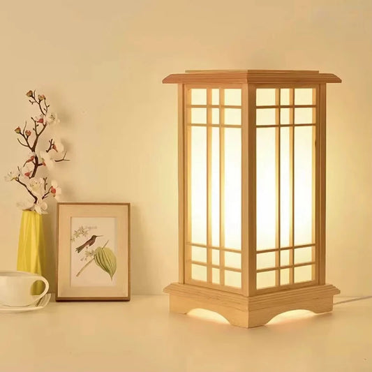 Japanese wooden floor lamp LED Wabi Sabi minimalist Square Wood Made standing lamp