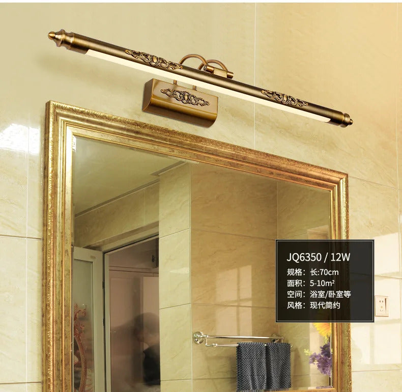 Europe Retro LED Mirror wall lamp Luxury gold bathroom cabinet mirror Headlight