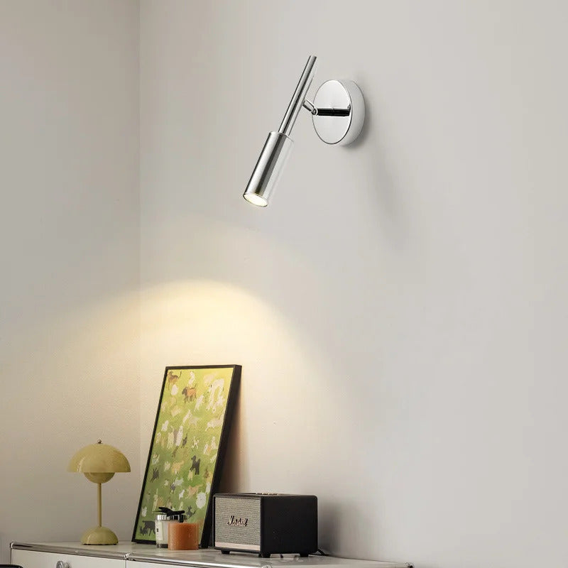 Modern Bauhaus silver small wall lamp Nordic simple bedroom bedside wall light