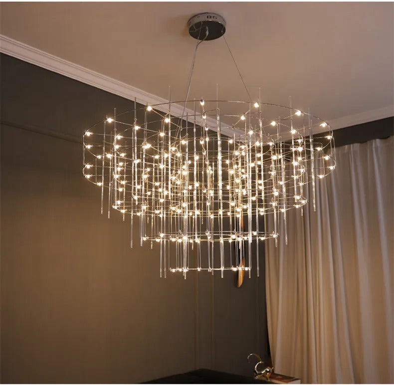 Luxury Stainless Steel Chandelier Modern Chrome LED Firefly Ceiling Chandelier