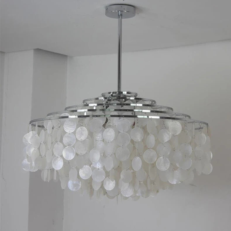 Real Shell Pendant Lights Gold Chrome Metal Romantic Beautiful Hanging Lamp Euphonious Voice E27 For Foyer Bedroom Dining Room