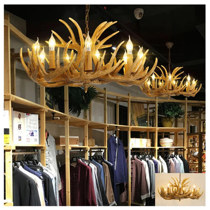 Rustic chandelier industrial wind lamps restaurant Internet cafe decoration antler lamp