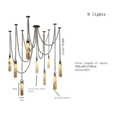 Marble Multi Light Pendant Chandelier Brass Alabaster Ceiling Chandelier Desigener For Living Dining Room Loft Staircase