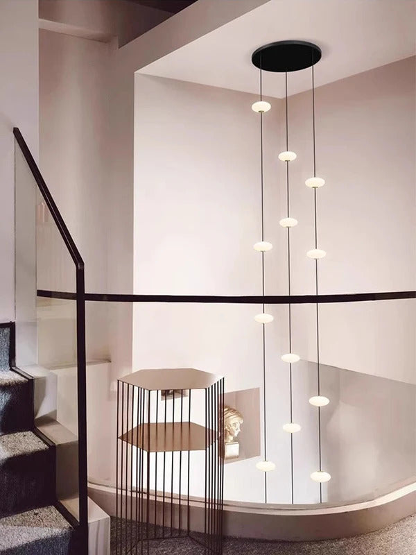 Modern villa Staircase Chandelier Nordic Oval String Ball Duplex Building LED pendant Light
