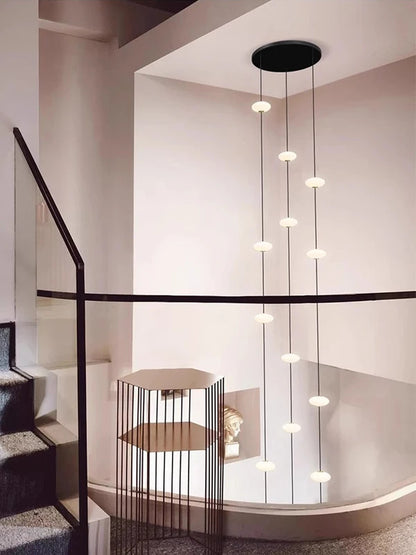 Modern villa Staircase Chandelier Nordic Oval String Ball Duplex Building LED pendant Light