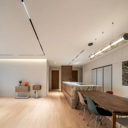 Restaurant Long Stripe Pendant Light Smoke Gray Glass Lampshade Nordic Led Hanging Light Living Dining Room Decor Pendant Lamp