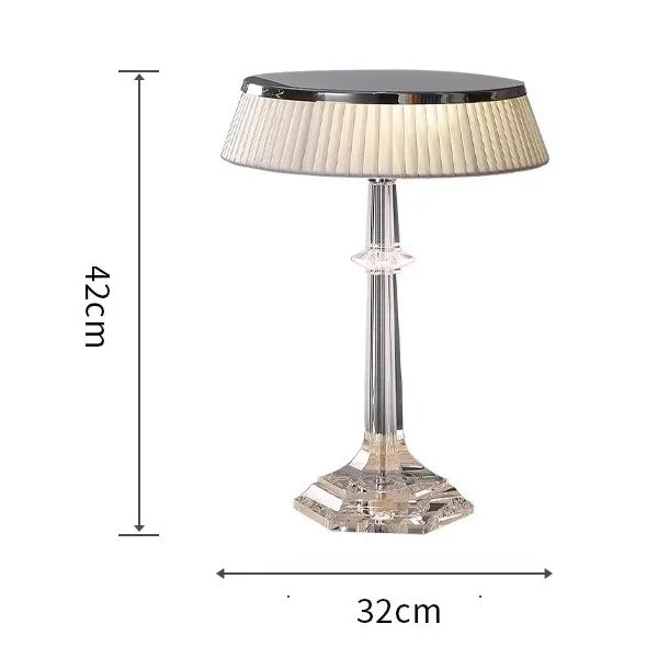 French Crystal Body Table Lamp Living Room Luxury Atmosphere Bedroom Study Designer Art Fabric Lampshade Villa LED Light Decor