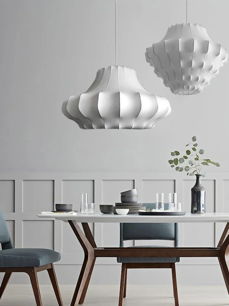 Nordic Silk Led Pendant Lights for Living Dining Room Food Tables Study Bedroom Chandelier Home Decor Hanging Light Fixture