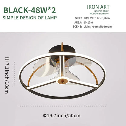 Modern simple LED Ceiling Fan Lamp with remote control Dining Room Bedroom Indoor lighting