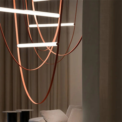 Duplex Leather Chandelier Restaurant staircase chandelier