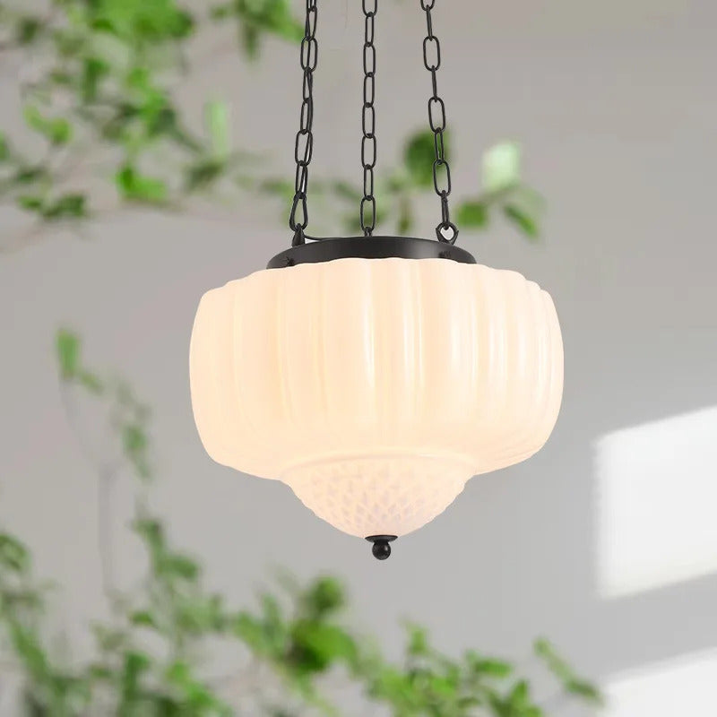French Medieval Glass Pendant Lamp Milk White Glass LED Pendant Light