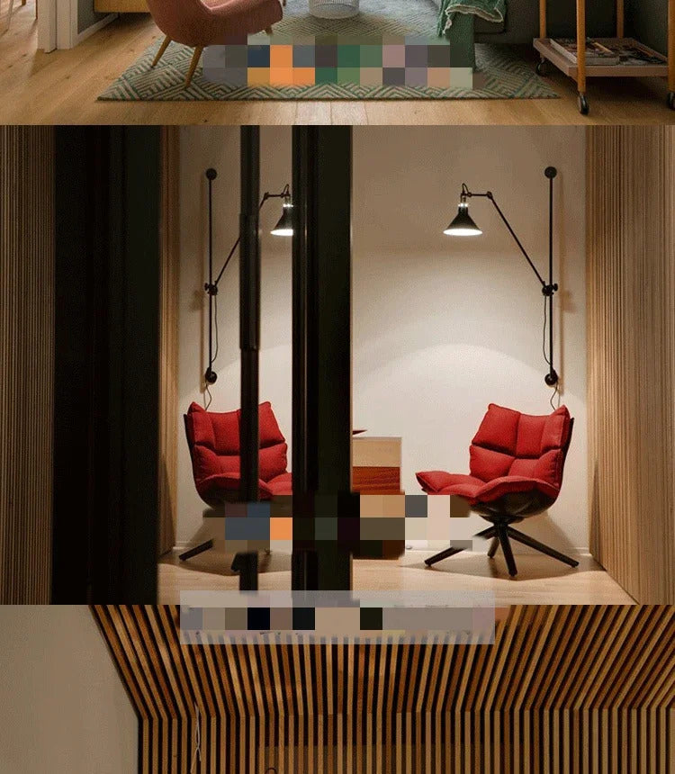 Nordic simple long black wall light Industrial Pole Swing Arm vintage Reading wall lamp