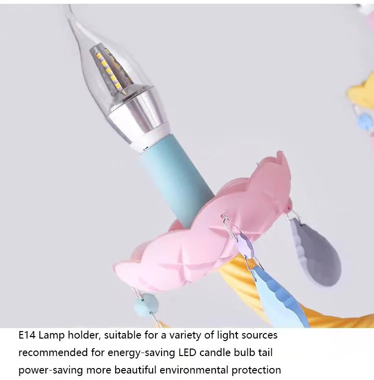 European Children rainbow chandelier Bedroom Princess room kawaii light