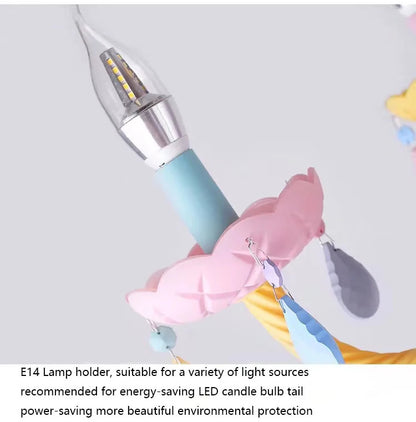 European Children rainbow chandelier Bedroom Princess room kawaii light