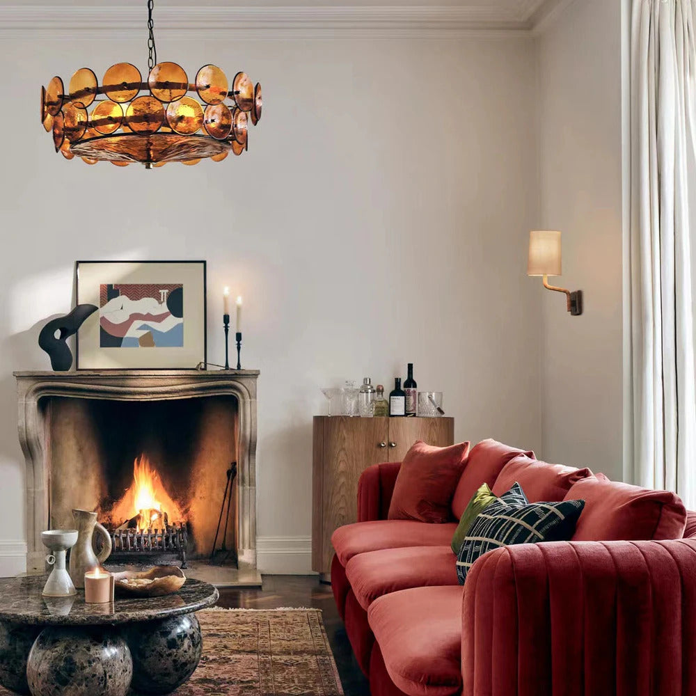 Lorenzo Chandelier Vintage French Living Room Hanging Lamp Orange Chandelier
