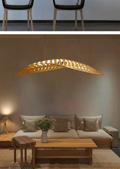 Japanese Wabi Sabi Leaf Chandeliers Art designer Fish Bone Retro Minimalist Pendant Light