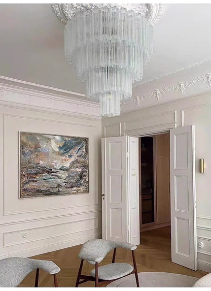 Modern Pink Glass Chandelier Designer Texture Glass Chandelie