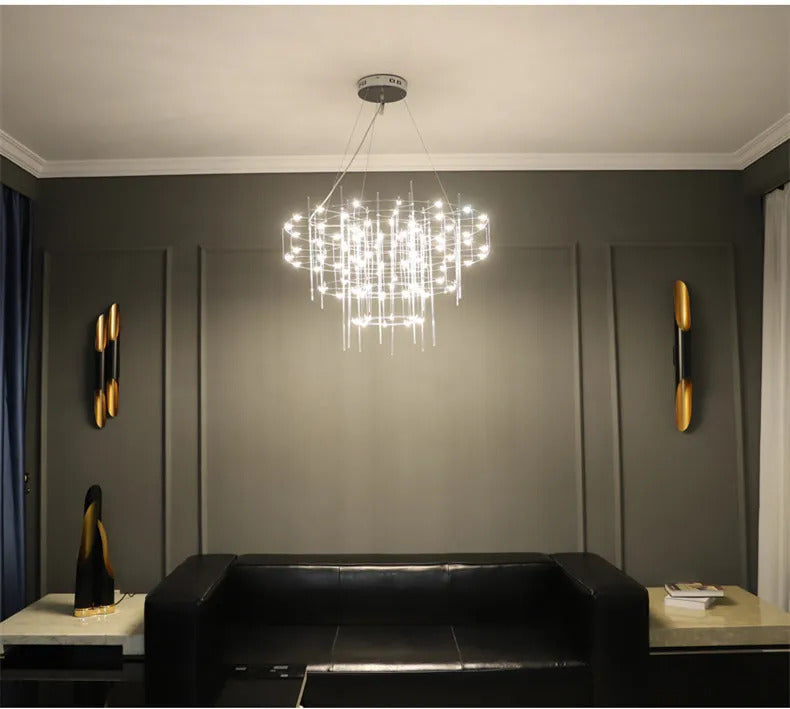 Luxury Stainless Steel Chandelier Modern Chrome LED Firefly Ceiling Chandelier