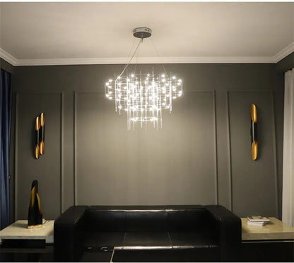Luxury Stainless Steel Chandelier Modern Chrome LED Firefly Ceiling Chandelier