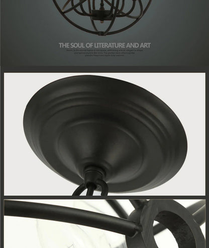 Retro Wrought Iron Chandelier Rustic Orb Chandelier