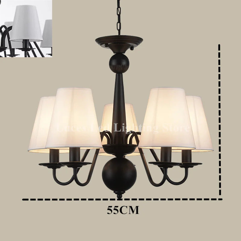 Ameican Black Rustic Chandelier Hotel Salon Hanging Lamp