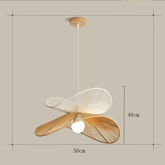 Wabi Sabi Rattan Chandelier Retro LED Weaving Pendant Lamp