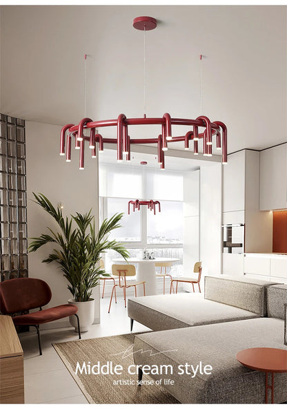 Nordic U-shaped Pendant lamp water pipe long strip Chandelier