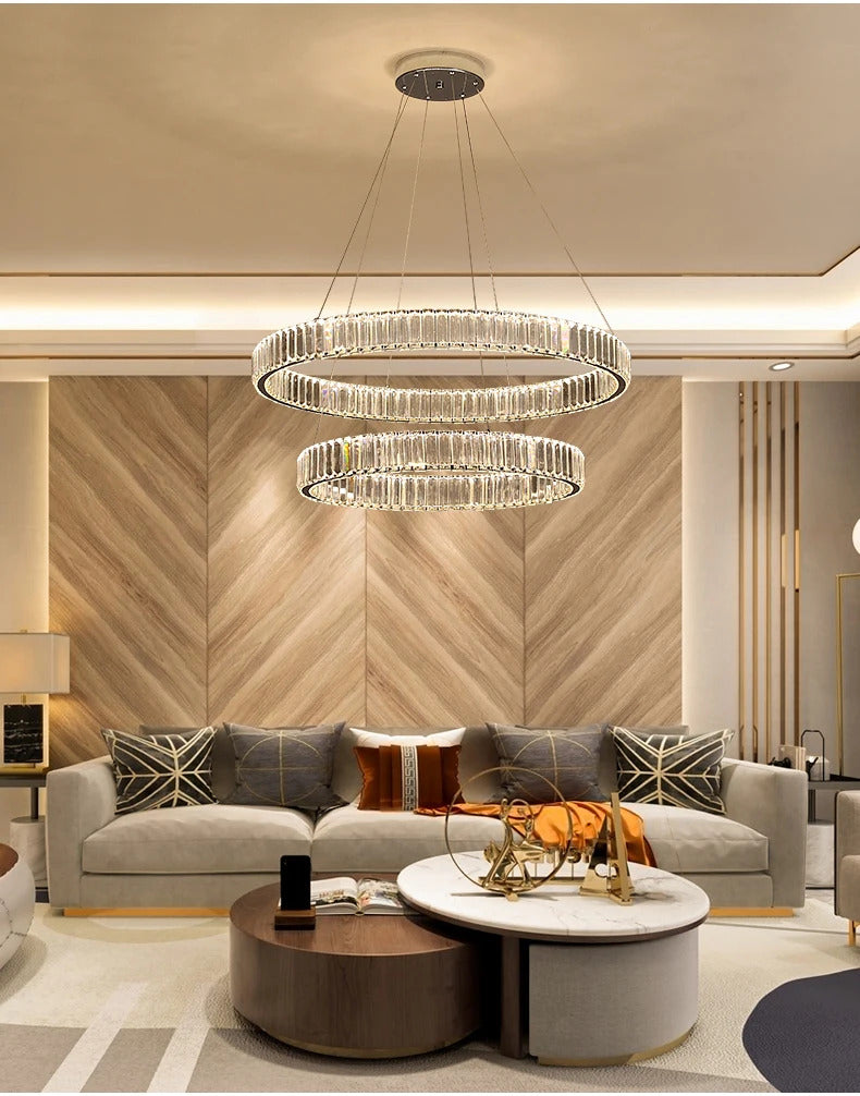 Luxury Crystal LED Pendant Lights Home Villa Living Room Dimmable Lighting Lustre Decoration Ceiling Chandelier Lamps Fixtures