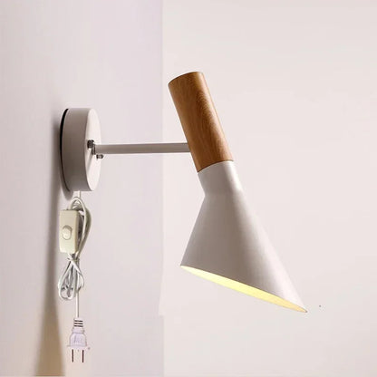 Nordic Minimalist Bedside Wall Lamp Black white Iron Sconce Industrial Retro wall light