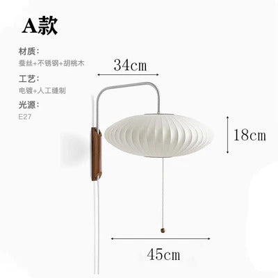 Nordic minimalist milk white wall lamp Danish designer Hand Woven Silk table light